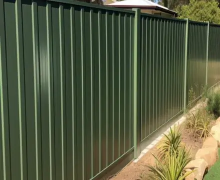 newly replaced green Colorbond fence in Melton